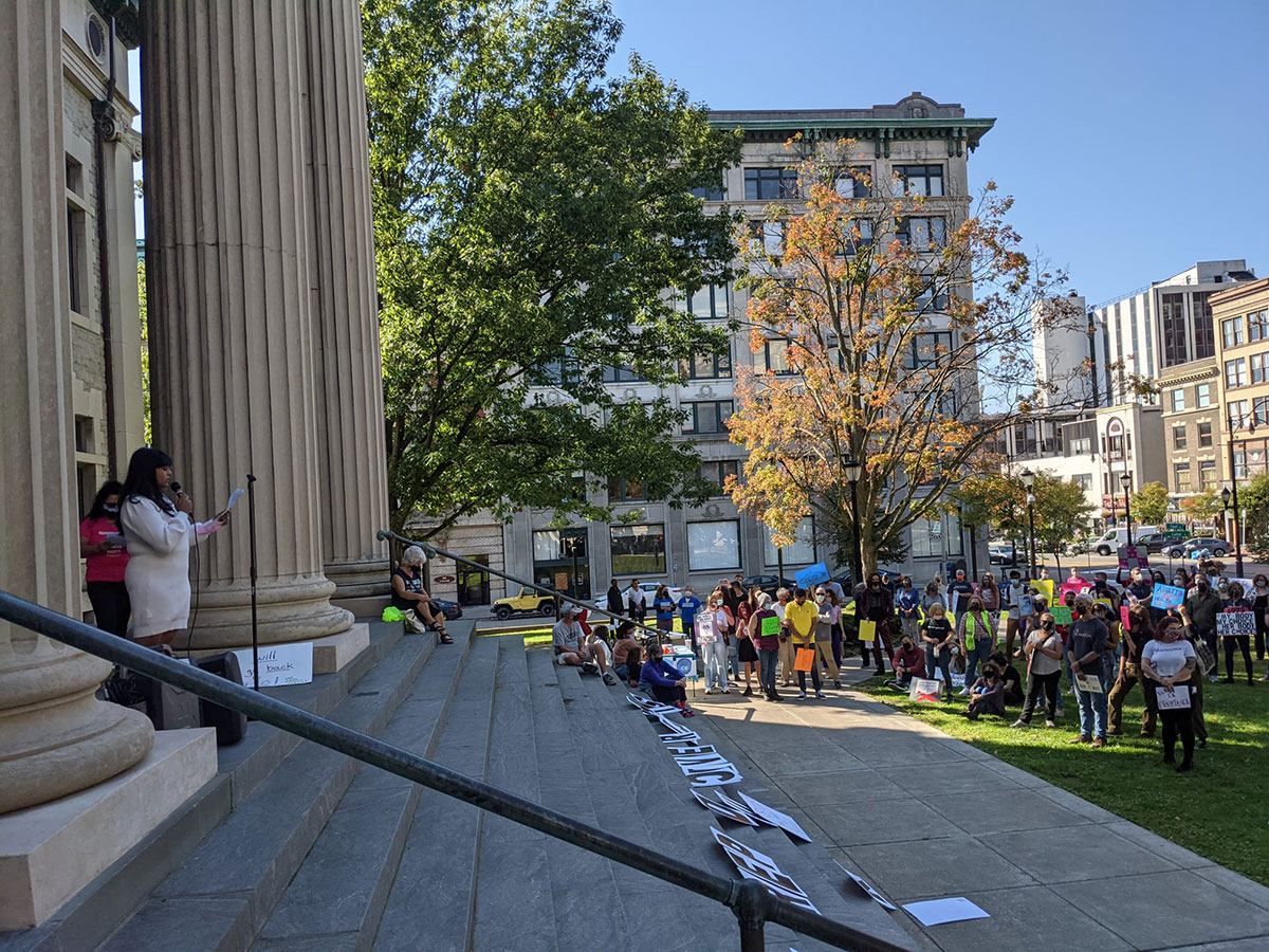 Indivisible Binghamton chapter members in action, 2021