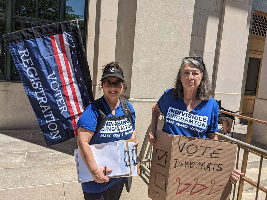 Indivisible Binghamton chapter members in action, 2022